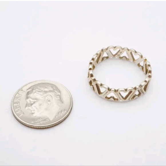Vintage Sterling Silver 925 Heart Ring Band Size 7 - Picture 3 of 8